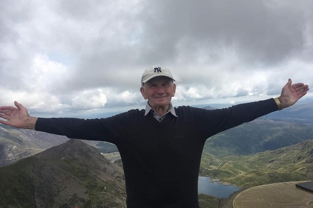 Gordon Aaron at the summit of Snowdon