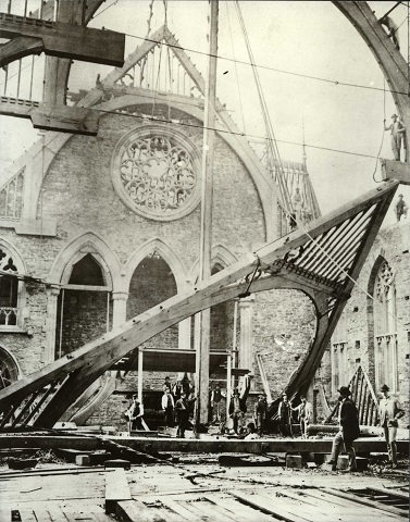 The town hall under construction in 1868