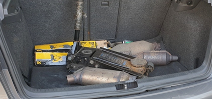 Within the vehicle was as a number of items of stolen property including catalytic converters, and what was believed to be the weapon used in the robbery