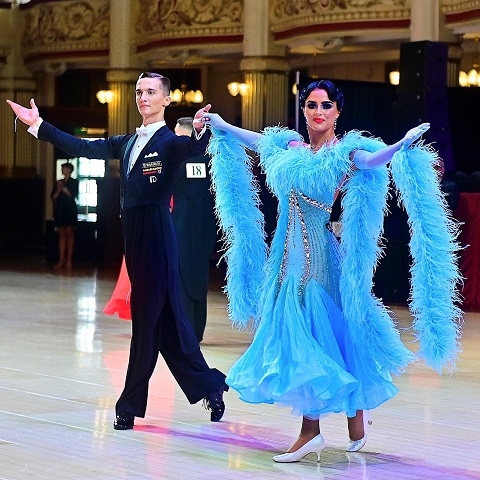 Mia Linnik-Holden and Andrei Toader at the 2021 Blackpool Dance Festival
