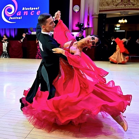 Mia Linnik-Holden and Andrei Toader at the 2021 Blackpool Dance Festival