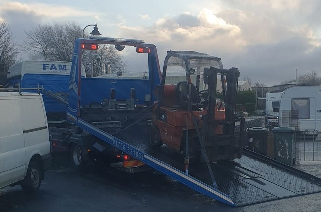 The man was arrested after stealing a forklift truck