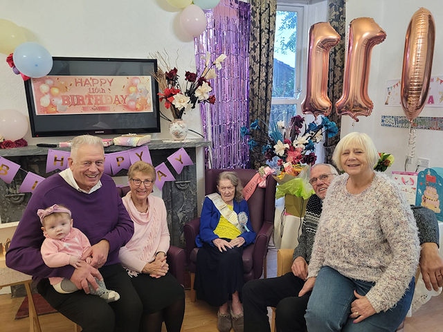 Sylvia and family celebrate her 110th birthday