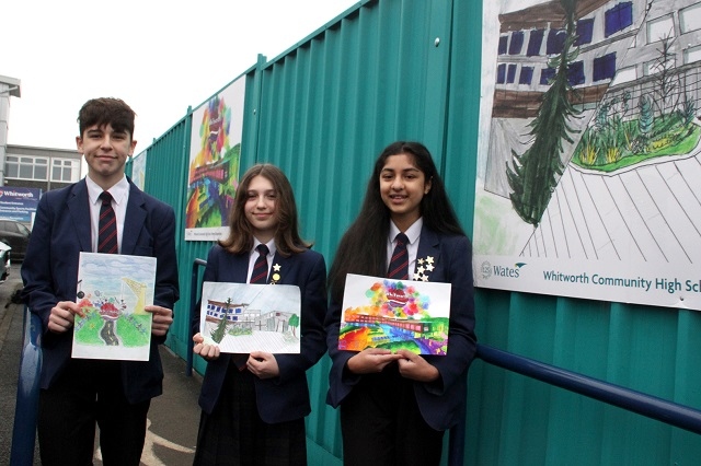 Tom Auxilly, Sofia Merlo and Misha Kamran with their winning designs
