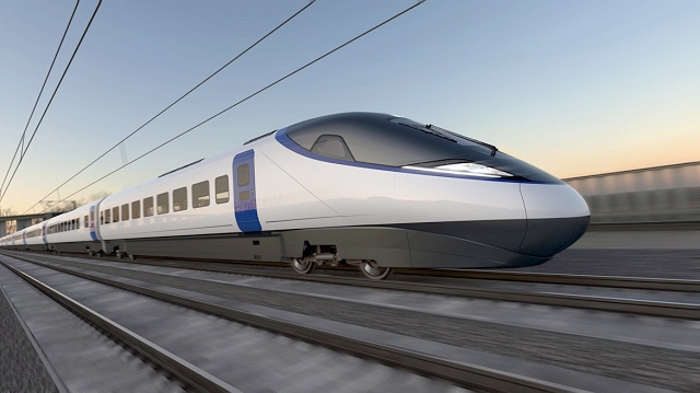 Artist impression of a HS2 train from the side