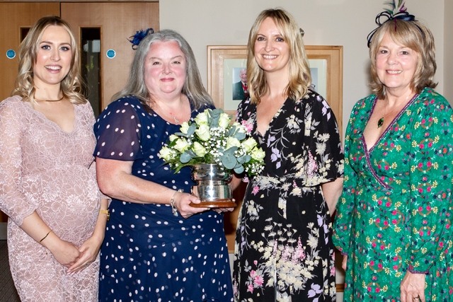 Carole Kelly (Woman of Rochdale 2019) with 2022 winner Sarah Fitchett, Samantha Wells Chief Executive of Springhill Hospice and Lesley Mort chair of the trustees