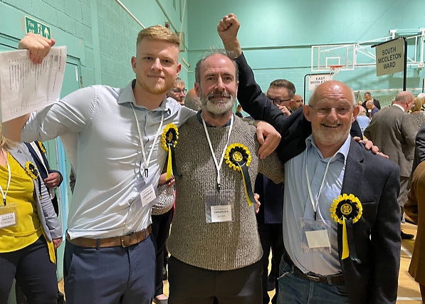 Dylan Williams, Bernard Wynne and Paul Beswick of the Middleton Independents Party have been elected to East Middleton