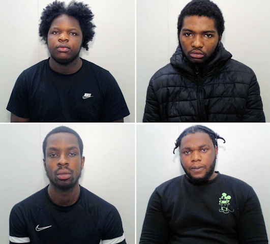 L-R clockwise: Harry Oni, Gideon Kalumda, Jeffrey Ojo and Brooklyn Jitobah - all of Manchester - were found guilty of conspiracy to murder