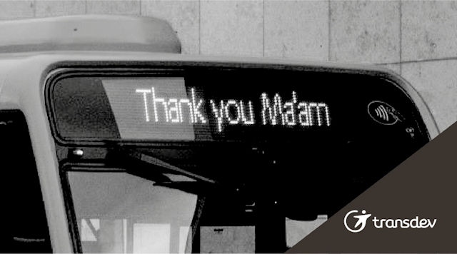 Bus firm Transdev is showing the message ‘Thank You Ma’am’ on its destination displays in tribute to Her Majesty