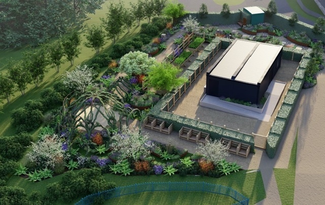 Elevated view of the overall garden illustration