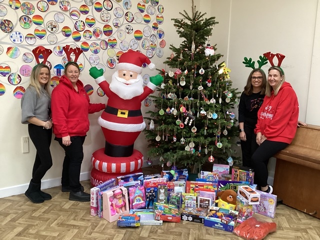 Staff at Newhey Community Primary School have collected toys and gifts for the Hits Radio Mission Christmas Cash for Kids donations this year