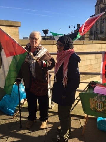Members of the Rochdale and Littleborough Peace Group, which campaigns on a wide range of issues related to peace and disarmament, gathered outside the Yorkshire Street bank