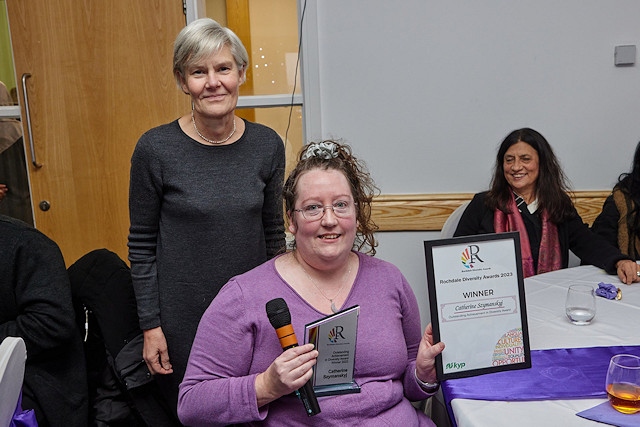 Outstanding achievement in diversity presented by Kate Green (Greater Manchester’s deputy mayor for policing, crime, criminal justice and fire) to Catherine Szymanskyj