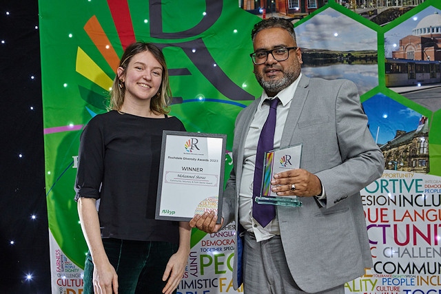 Voluntary & faith sector award presented by Maddy Hubbard from Action Together to Mohammed Sheraz