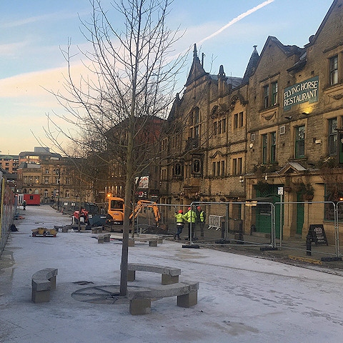 Rochdale Town Square concrete benches install