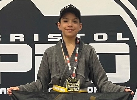 Collin Perez with his gold from the Bristol Pro BJJ Championship 
