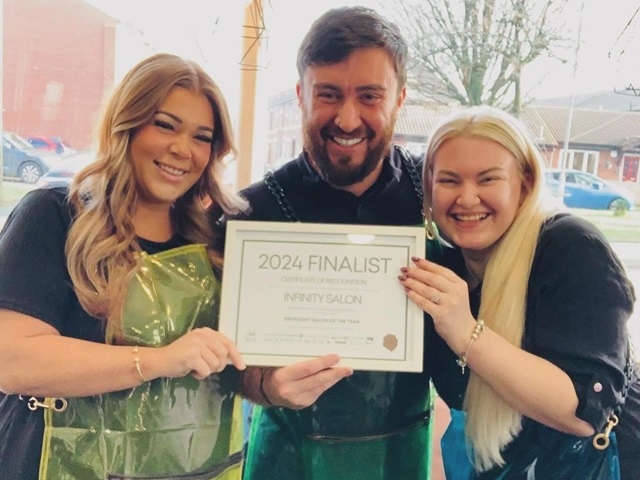 L-R: Infinity Salon's Kelly and Jon with Tash, who provides many of Infinity's services