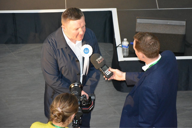 David Tully being interviewed after the result was announced