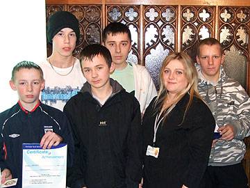 Members of the RMBC Youth Services receiving Community Cohesion Paticipation Certificates for their efforts in 2007