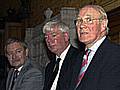 Liberal Democrat Leader Sir Menzies Campbell, with Rochdale MP Paul Rowen and Councillor Alan Taylor