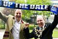 Rochdale manager Keith Hill with Mayor Keith Swift on the Town Hall balcony
