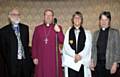 The Rev Canon Sharon Jones with  Rev Ron Hicks, Superintendent of the Rochdale and Littleborough Methodist Circuit, the Rt. Rev Mark Davies, Bishop of Middleton and the Venerable Cherry Vann, Archdeacon of Rochdale