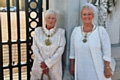 Mayor Carol Wardle and Mayoress Beverly Place outside Buckingham Palace