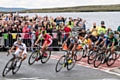 Tour de France 2014 along the section of B6138 and the A58 adjacent to Blackstone Edge reservoir