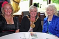 Mayoress Beverley Place, Mayor Carol Wardle and Rita Bradshaw at the Friends of Springhill Hospice at Home tea party