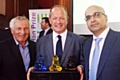 Simon Danczuk with his Contrarian award accompanied by Jonathan Dimbleby and Ali Miraj