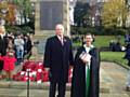 Councillor Butterworth with Rev Ivan Ruiters - Remembrance Sunday Milnrow