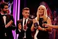 Karen Johnson accepts Special Recognition Pride of Britain Award from Gary Barlow and Howard Donald, Take That