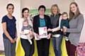 Kelly Trowers (Baby Sensory), Sheree Edwards and Annie-Mae Hughes, Councillor Janet Emsley, Julie Durrant (Littleborough Boxing Club), Trish and James Henstock