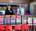 Katie Lloyd and Jackie Barber with the boxes from Littleborough Community Primary School