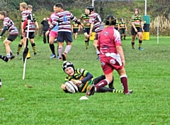 Harry Baron with his try
