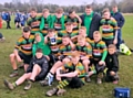 Littleborough Rugby Union's Under 13s enjoying their trophy win