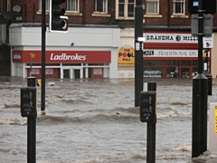 Rochdale town centre during the Boxing Day 2015 flood