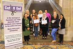 Some of the hairdressers and beauticians trained through the Cut It Out programme at Rochdale town hall