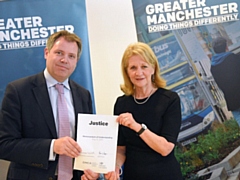 Justice Minister Edward Argar with Beverley Hughes, Greater Manchester’s Deputy Mayor for Police and Crime