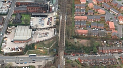 An aerial view of Mills Hill Railway Station