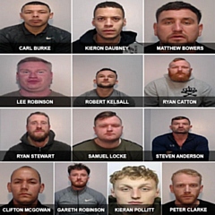 A montage of the 13 men - Kieran Pollitt bottom row, centre right