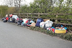 Fly-tipping at Dig Gate Lane, Milnrow, Rochdale (April 2020)