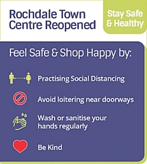 Social distancing poster from Rochdale BID