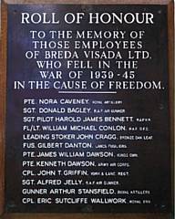The roll of honour board for Breda Visada employees