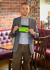 Head chef at Littleborough's Hare on the Hill, Austin Hopley, with the five-star food hygiene rating which the venue received after an inspection on 8 September 2021