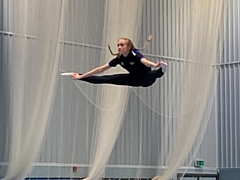 Year 11 team trampolinist Ashleigh Turner at the Macclesfield competition; she will be representing Whitworth Community High School in the Northern Zonal final