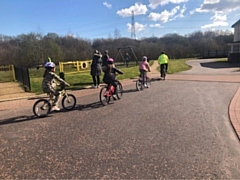 Children on the level one Bikeability course