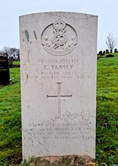 Private Edward Tansey is buried in Littleborough (Dearnley) Cemetery, Plot R.C, Row J, Grave 66.