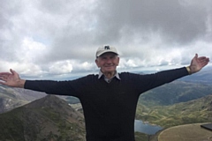 Gordon Aaron at the summit of Snowdon