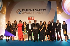 The Infection Prevention and Control, Microbiology, Pathology team winners at the HSJ Patient Safety Awards Finals